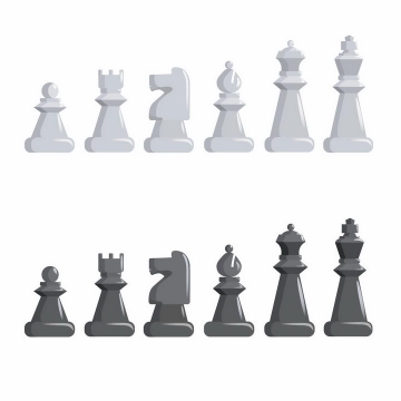 两种灰色的国际象棋棋子png图片免抠矢量素材