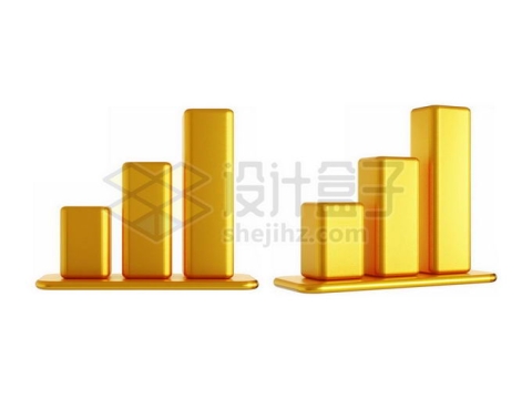 2个角度的黄金柱形图3D图表模型9322271PSD免抠图片素材