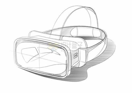 线条素描风格VR眼镜虚拟现实技术3D头盔554915png图片素材