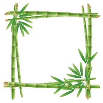 绿色竹竿竹叶竹子组成的边框方框2359609png图片免抠素材