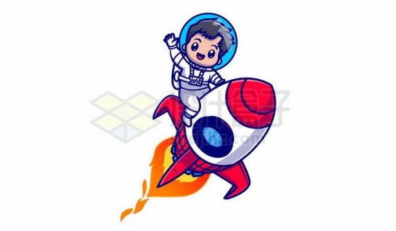 卡通宇航员骑在小火箭上9570549矢量图片免抠素材
