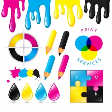 CMYK色值表颜料画笔液滴RGB颜色表png图片免抠eps矢量素材