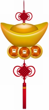 金元宝铜钱中国结挂饰png图片素材