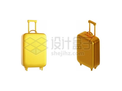 2个角度黄金打造的行李箱拉杆箱旅行箱包3D模型9554793PSD免抠图片素材