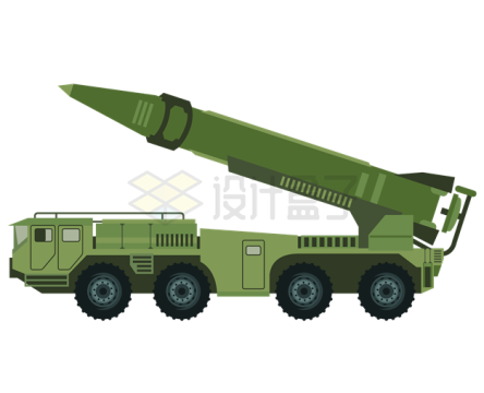 一辆军绿色的战略导弹发射车8160426矢量图片免抠素材下载