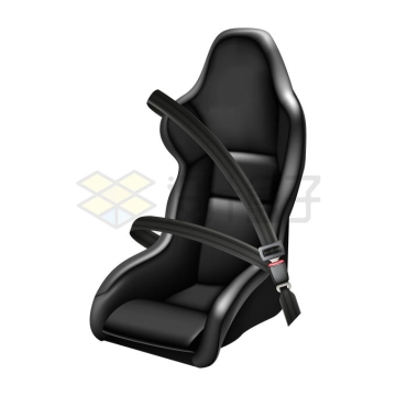黑色汽车座椅和三点式安全带侧视图8807137矢量图片免抠素材