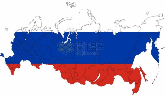 印有国旗图案的俄罗斯地图7646739png图片素材