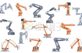 各种银灰色和橙色工厂自动化机械手臂2043198矢量图片免抠素材