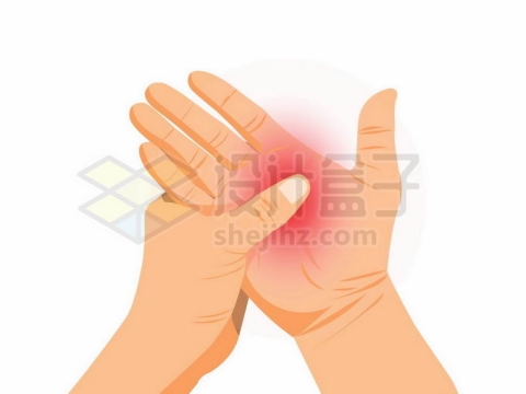 手掌心手心红色疼痛点示意图7726323矢量图片免抠素材