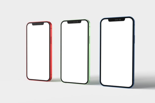 三种颜色的苹果手机iPhone12显示样机8757820免抠图片素材