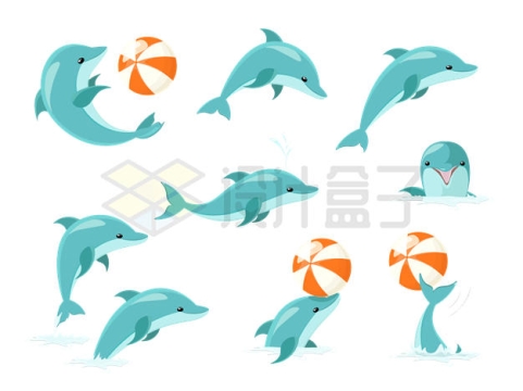 9款正在玩耍的卡通海豚1755871矢量图片免抠素材