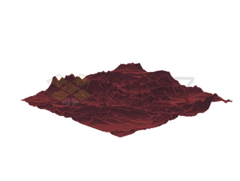 暗红色三维立体风格山脉群山数字地形沙盘模型5887975矢量图片免抠素材