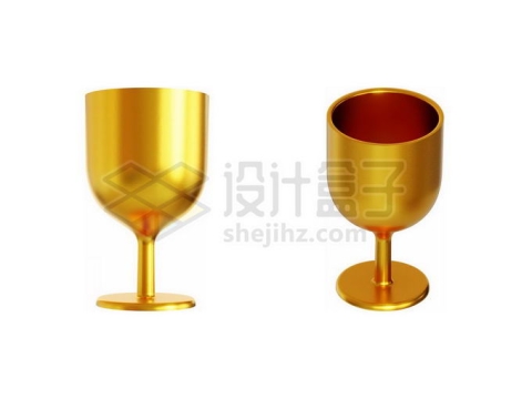 2个角度黄金打造的高脚杯酒杯3D模型5196468PSD免抠图片素材