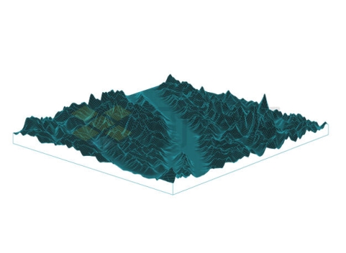 暗绿色三维立体风格山脉峡谷群山数字地形沙盘模型8004463矢量图片免抠素材