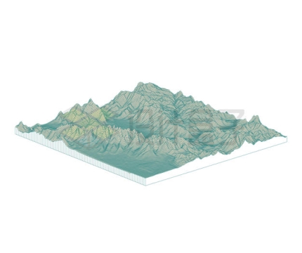 绿色线条三维立体风格山脉群山数字地形沙盘模型8222859矢量图片免抠素材