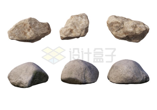 6款逼真的石头石块4844971PSD免抠图片素材