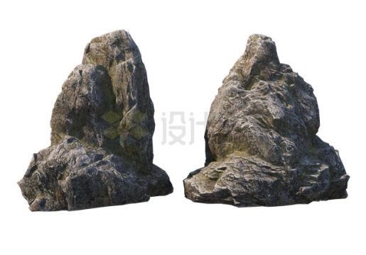 2款巨大的石块石头小山3124213PSD免抠图片素材