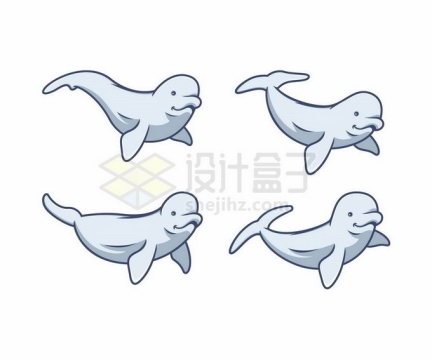 4款卡通白鲸海洋哺乳动物3322411矢量图片免抠素材