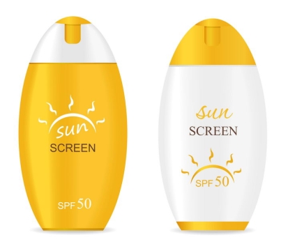  Oval yellow sunscreen skin care product bottle picture matt free vector material