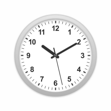 灰色边框圆形钟表粗壮的时针分针秒针时钟png图片免抠矢量素材