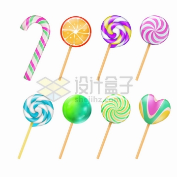 8款彩虹棒棒糖美味糖果零食png图片素材