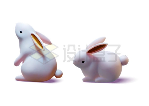 2款卡通兔子玉兔3D模型2098397矢量图片免抠素材