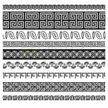  Various complex palindrome pattern leaf pattern border 8565444 vector picture cut free material