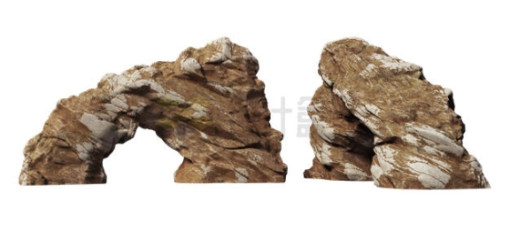 2个不同角度的拱形石头拱门岩石3D模型3997344PSD免抠图片素材