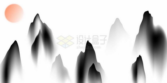  Chinese style landscape painting, ink painting, mountain scenery, 2895901, vector picture, free of cutting material