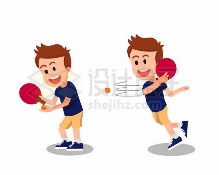 卡通男孩正在打乒乓球1737351矢量图片免抠素材免费下载