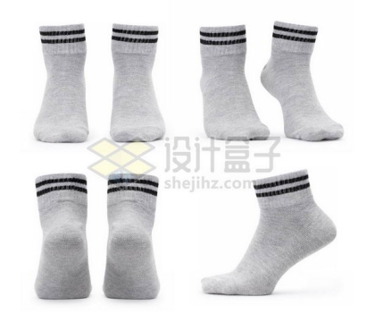 四个不同角度的白色袜子棉袜休闲男袜9035220图片免抠素材