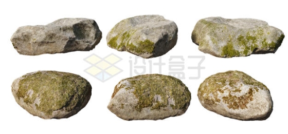 6款长着苔藓的石头石块8849057PSD免抠图片素材