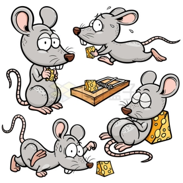 4款偷吃奶酪的卡通小老鼠5913660矢量图片免抠素材