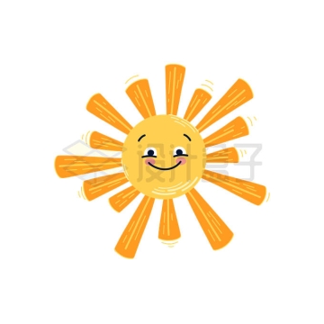 笑盈盈的卡通太阳涂鸦风格儿童画9475722矢量图片免抠素材