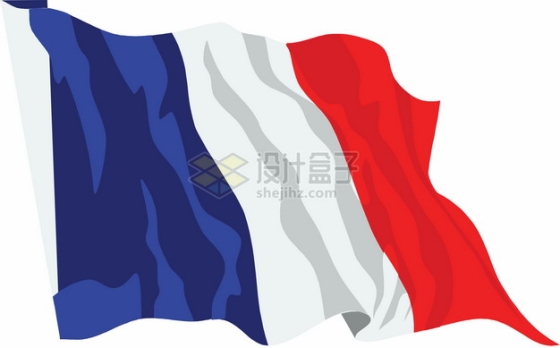 飘扬的法国国旗图案扁平化风格png图片素材