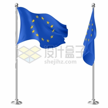 2款欧盟旗帜金属架png图片素材