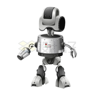 一台银灰色金属光泽的卡通人形机器人1415228矢量图片免抠素材