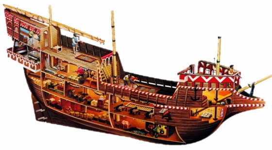 一艘复古木制帆船内部结构解剖图541741png图片免抠素材