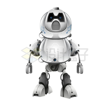 一台银灰色金属光泽的卡通双足行走机器人4495419矢量图片免抠素材