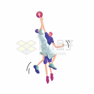 卡通篮球运动员正在投篮扣篮灌篮和抢篮板体育插画4201263矢量图片免抠素材免费下载