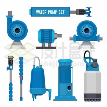 各种蓝色电泵抽水泵等8774377矢量图片免抠素材