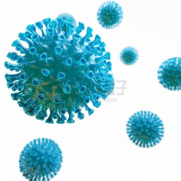 逼真的3D三维立体蓝色新型冠状病毒png图片素材