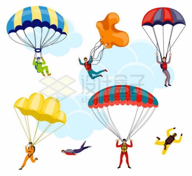 各种卡通极限运动员跳伞降落伞3089476矢量图片免抠素材免费下载