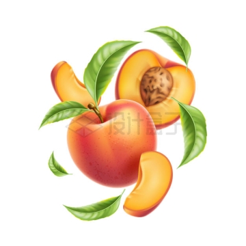 切开的美味桃子水果8415667矢量图片免抠素材