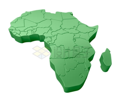 3D立体风格绿色非洲国家地图7272709PSD免抠图片素材