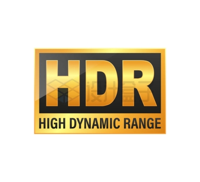 HDR高动态范围成像视频金色标志标签9436785矢量图片免抠素材