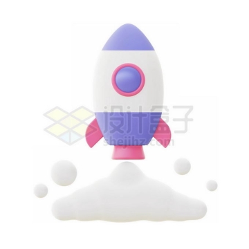 起飞的紫色卡通小火箭3D模型1623517PSD免抠图片素材