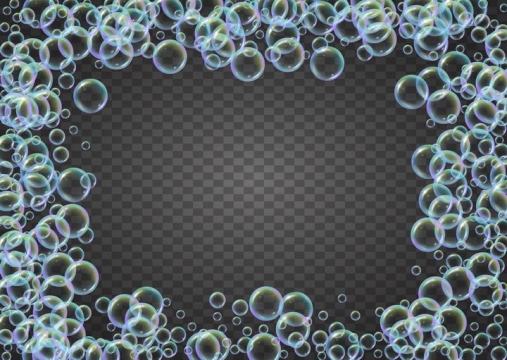 各种彩色泡泡肥皂泡组成的边框图片免抠矢量素材