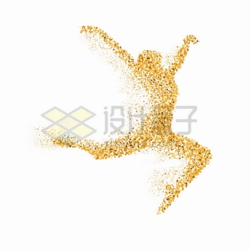 黄褐色圆点组成的跳舞的女人芭蕾舞蹈png图片素材