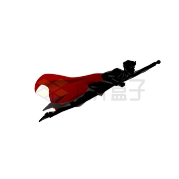 身披红色披风的黑色超人插画5101715矢量图片免抠素材